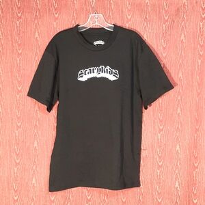 SCARYKIDS SCARING KIDS Short Sleeve Jet Black Crew Neck Embroidered T-Shirt  M